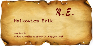 Malkovics Erik névjegykártya