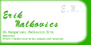 erik malkovics business card